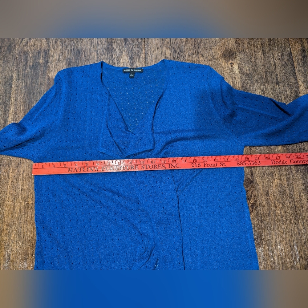 Cable & Gauge Blue Open Front Cardigan - Picture 8 of 8